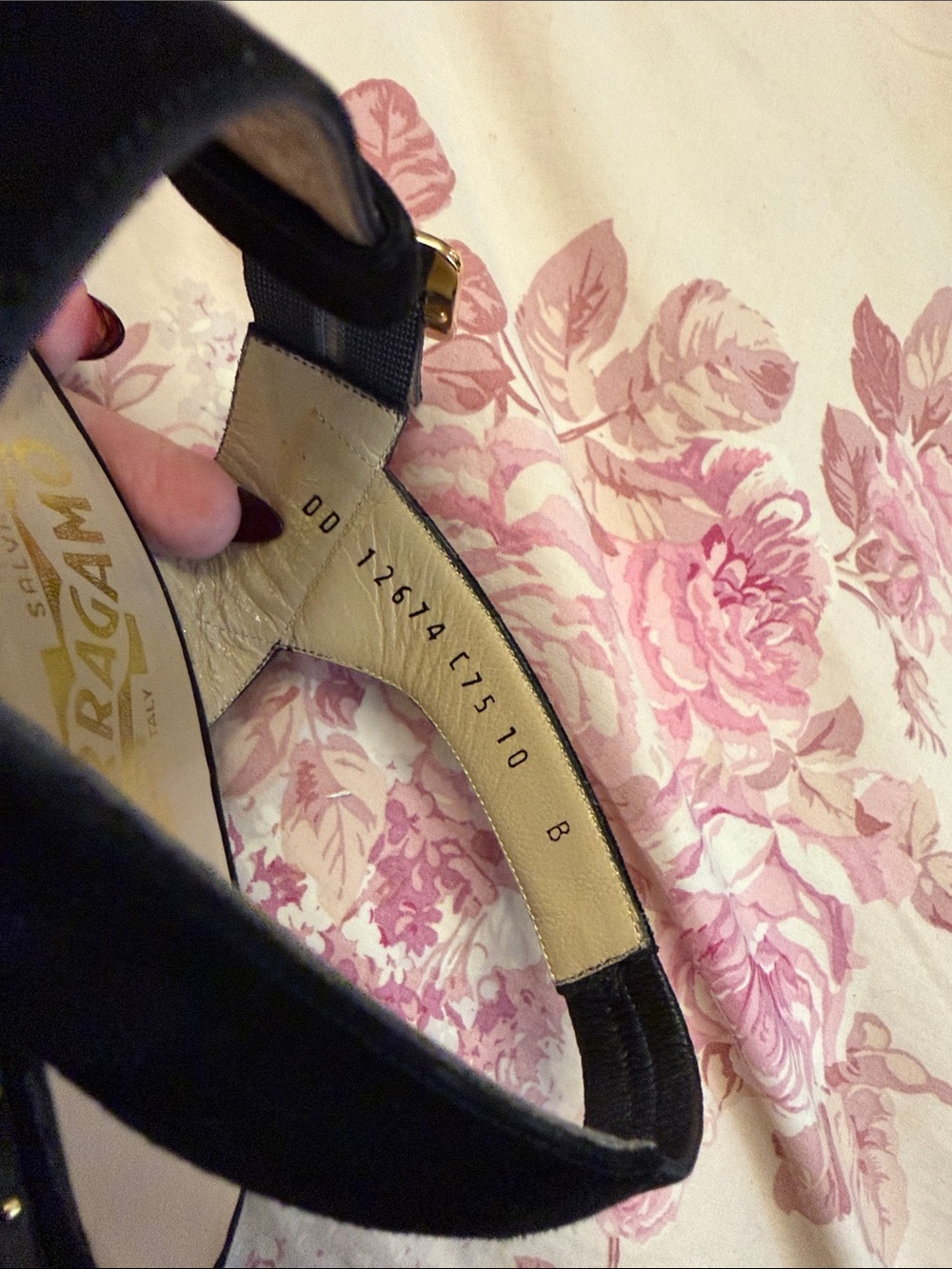 Salvatore Ferragamo Black Suede Stud-Trim Slingback Sandals with Gold Buckles - Picture 3 of 9